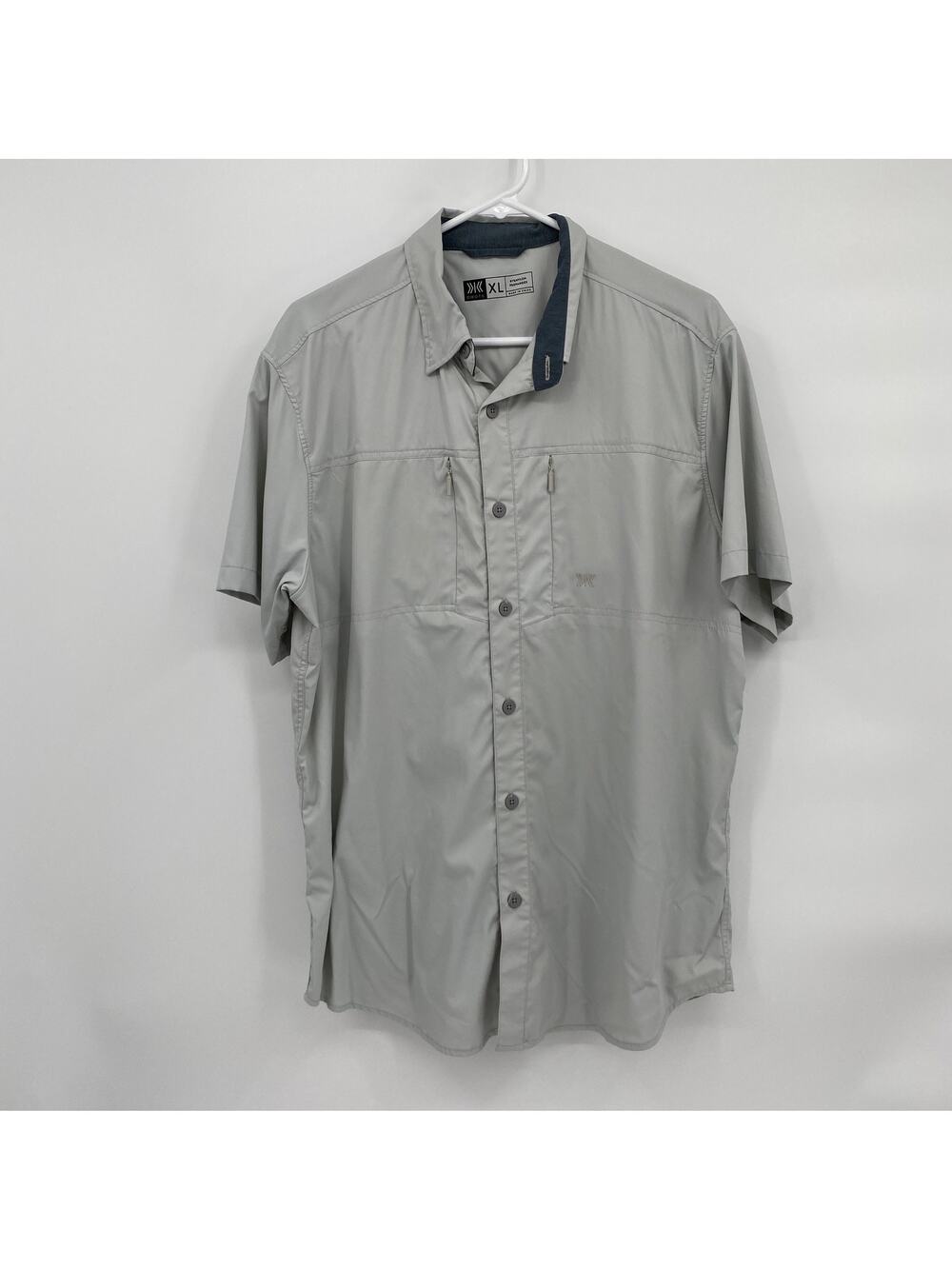 DKOTA Grizzly Button Front Short Sleeve Outdoor Shirt Gray XL